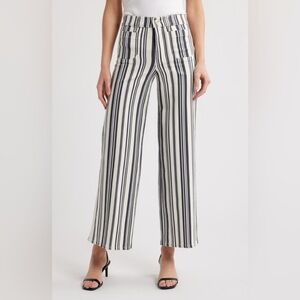 Striped Wide-Leg Pants in Black & White